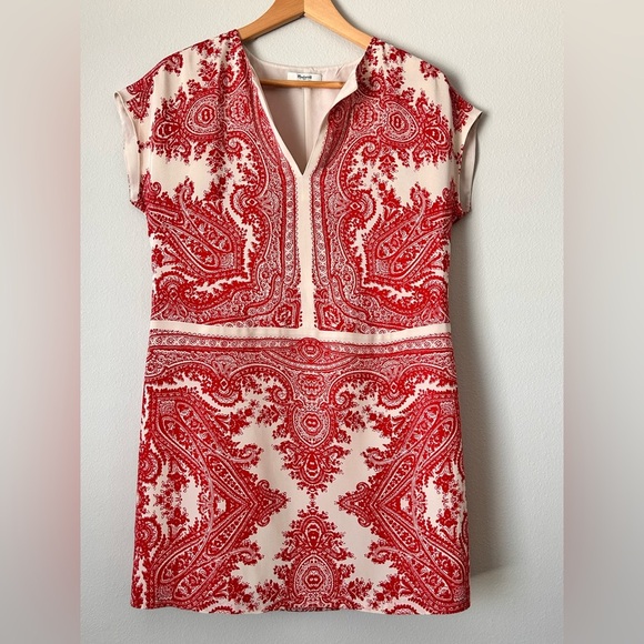 Madewell Dresses & Skirts - Madewell Red and Cream Patterned Mini Dress